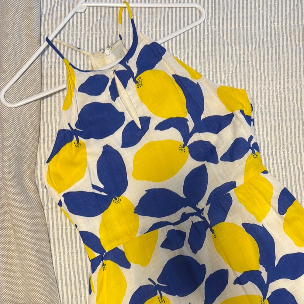 Lemon Linen Halter Dress